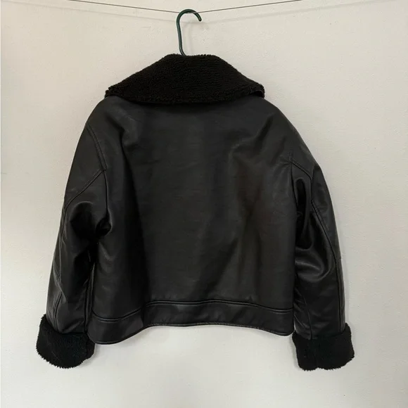 GAP Sherpa Lined Moto Jacket Black - Picture 5 of 7